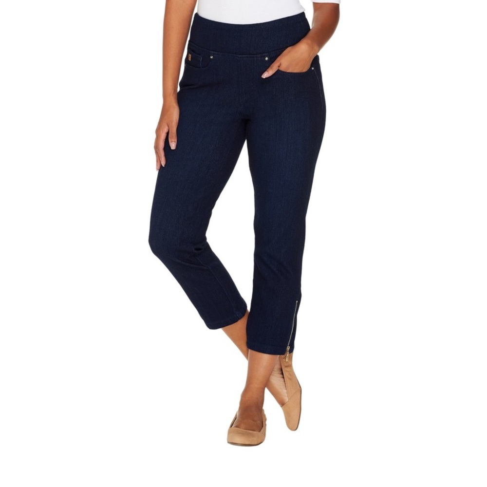 Belle by Kim Gravel Pull-on Zippered Hems Cropped Petite Jeggings - Size 2P